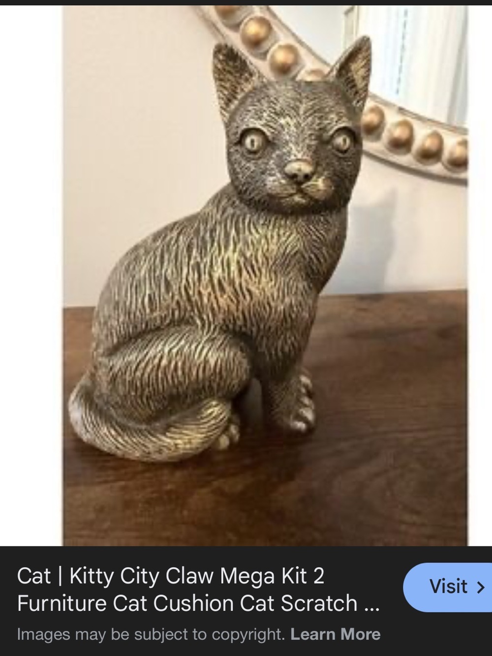 Metallic Cat Figurine - Silver Finish - Picture 5 of 5